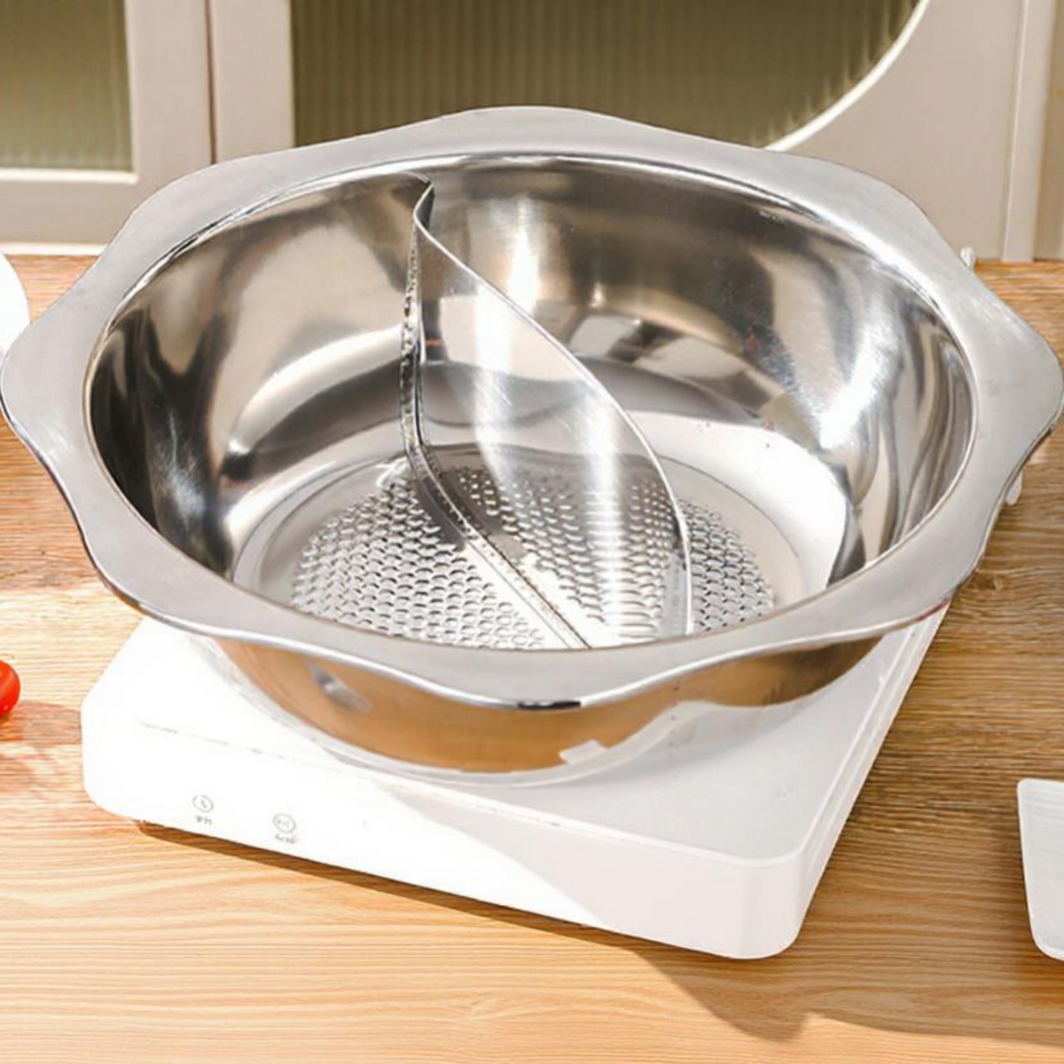 Stainless Steel Divided Hot Pot, Induction Compatible