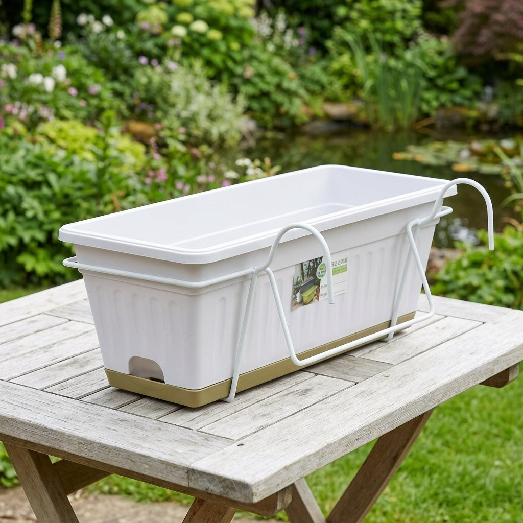 Flower Box 50 cm, Minimalist Balcony Box, Planter for Flowers and Green Plants, Thickened Modern Plastic