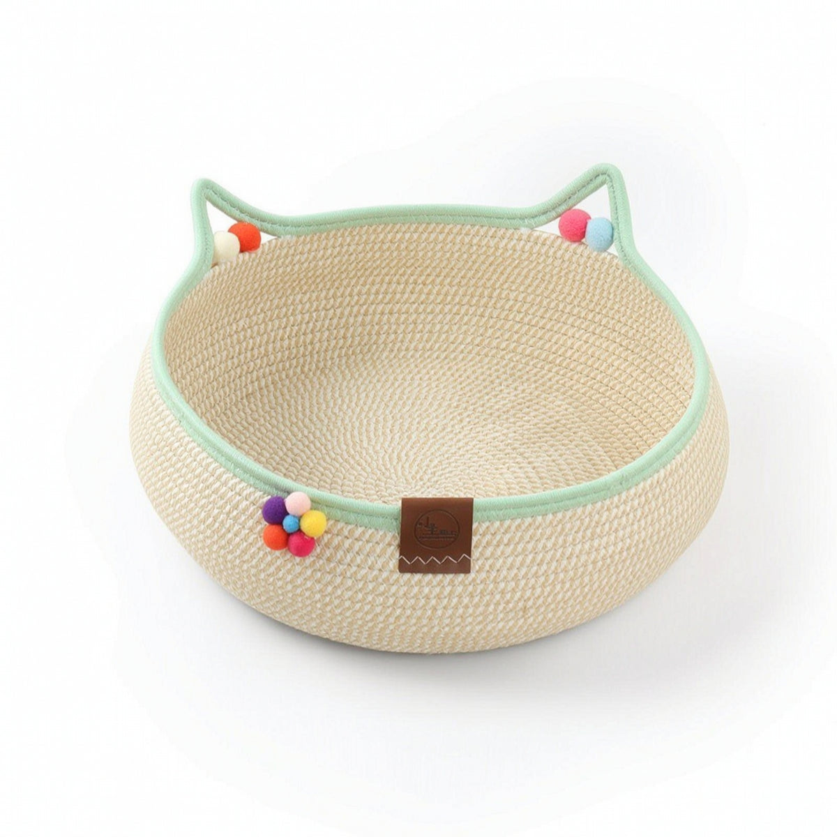 Cat Bed with Ears Natural Cotton Rope Cat Bed Braided for Cats