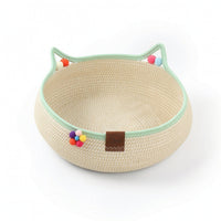 Cat Bed with Ears Natural Cotton Rope Cat Bed Braided for Cats