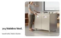 Rust-Proof Stainless Steel Kitchen Cabinet Waterproof Metal Kitchen Cupboard Easy to Clean Freestanding Food Pantry Scratch-Resistant for Homeowners, Families, Landlords, Home, Utility Room, Garage, Office