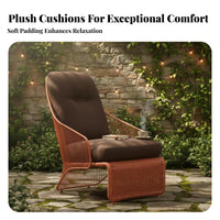 Woven Frame Single Sofa Designer Look Woven Lounge Chair Thick paddings Easy Assembly for Hotel Managers, Adults, rearyard, Deck