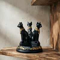 Bastet Figurine Gold Trim Feline Deity Statue Collectible for Desktop, Office