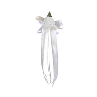 1 Piece Suction-cup Artificial Rose Car Ornament Ribbon Bow Decoration Hanging Floral Accessory Elegant Satin Suitable for Wedding Procession Car Mirror Car Door Handle