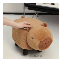 Soft Shoe Stool Solid Wood Legs Capybara Stool Creative Design for Entryway