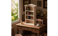 Dollhouse Bookcase Cabinet and Miniature Arched Cabinet Educational Play Arched Top Bookshelf