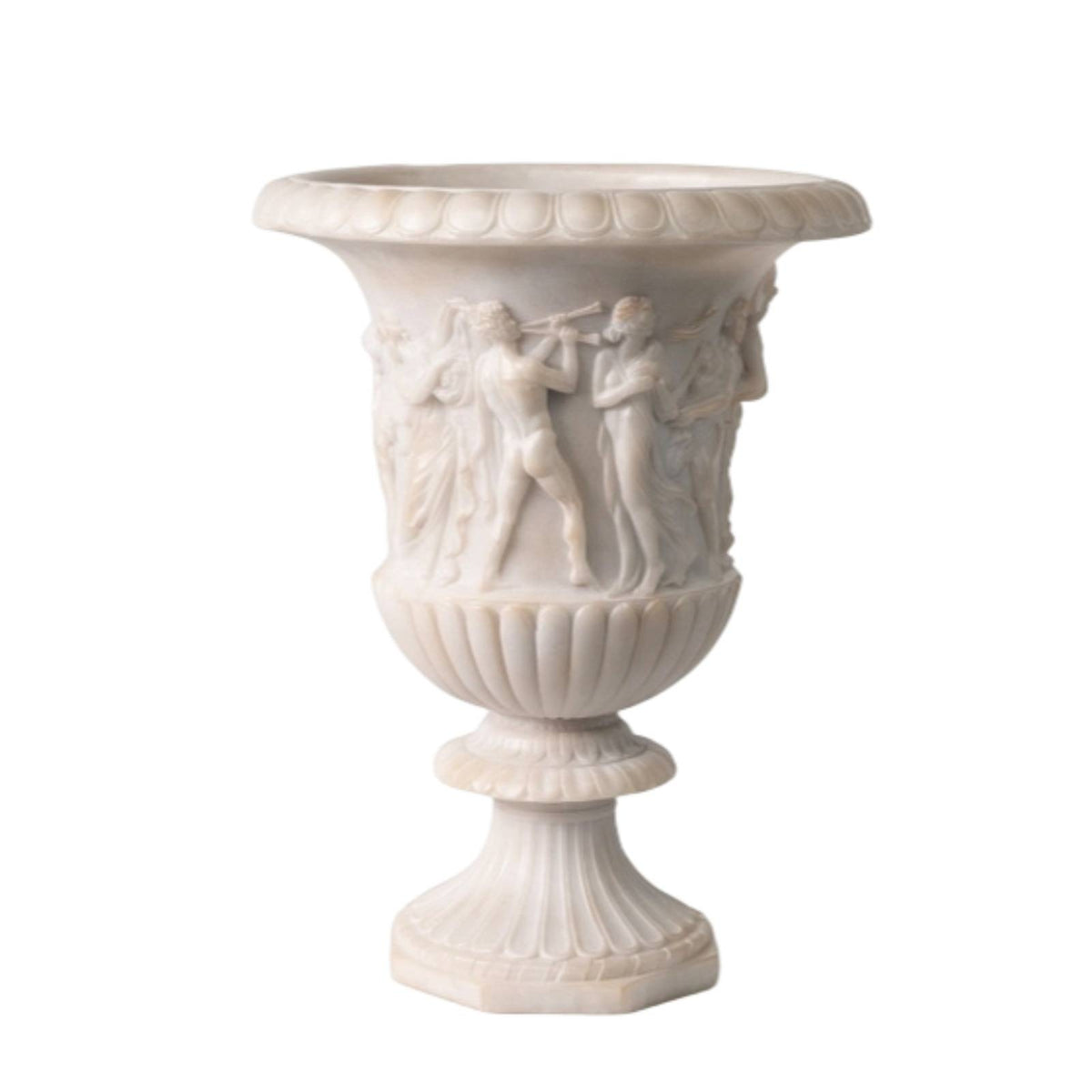 Urn with Pedestal Relief-Carved Classical Urn Timeless for Mantel