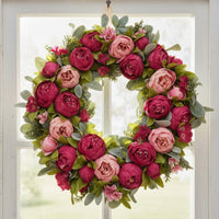 Silk Peony Wreath Easy to Hang Peony Wreath Handmade for Garden Gate