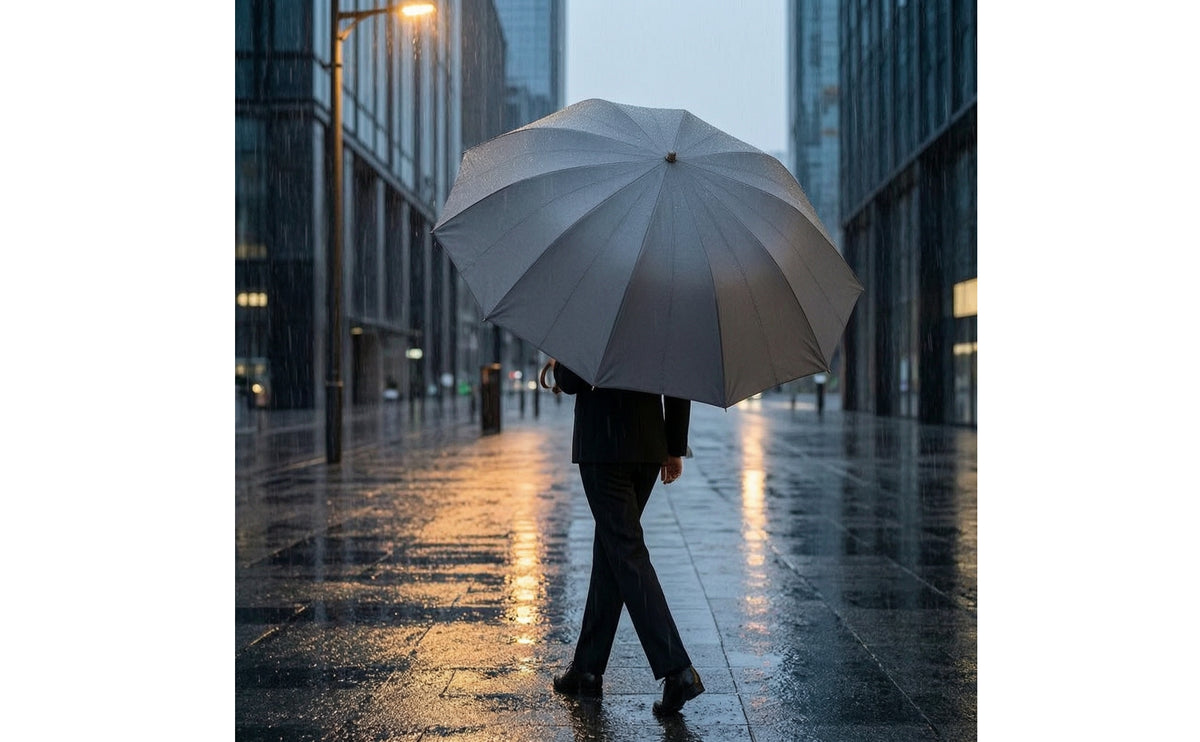 Windproof 24 Rib Umbrella Water-Repellent Umbrella with Wooden Handle Sturdy Long-Lasting for Commuters, Rainy Days, Travel