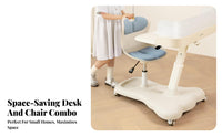 Bus-Shaped Desk and Chair Combo Adjustable Height children's Desk and Chair Set Space Theme Mobile Design for Preschoolers, Home