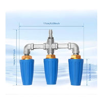 Stainless Steel Nozzle with Three Outlets Metal Rotating Spray Nozzle Rotary Compact for Car Washing