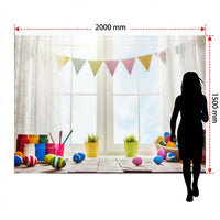 Easter Photography Backdrop Festive Design Easter Bunny Photo Background Vinyl Material Colored Egg Party Background for Families, Kids, Parties, Home