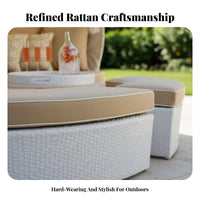 Wicker Weave Design Round sunshade Daybed Weather Resistant Round Daybed with sunshade Comfortable paddings Outdoor Furniture Sturdy Construction for Hotel Owners, Party Hosts, Garden, waterside, Terrace, rearyard