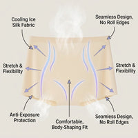 Women's Anti-Chafing Shorts with Ice Silk Cooling Material for Under Dresses and Skirts, Nylon Modesty Boy with Anti-Roll Design