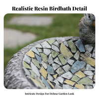 Resin Bird Feeder Statue Double Use Resin Bird Bath Bowl Weather Resistant
