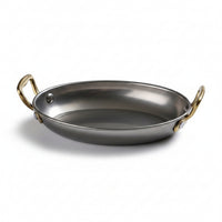 Serving Piece Oval Stainless Steel Tray Tableware Gold-Toned Handles Rounded Edges