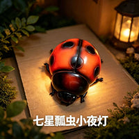 发光瓢虫小夜灯小众摆件家居卧室床头发光树脂摆件搞怪树脂工艺品