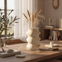 Sculptural Vase Modern Spiral Vase Matte for Living Room, Tabletop, Minimalists