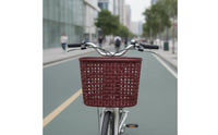 Imitation Wicker Bike Basket with Hardware Woven-Look Plastic Cycle Basket Sturdy Lightweight for Commuting
