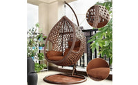 Rattan Wicker Hanging Egg Chair Teardrop Wicker Hanging Egg Chair Enclosed Furniture for Balcony, Living Room, Reading Corner
