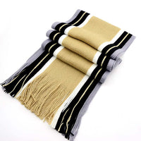 Men's Plaid Striped Solid Color Wool Knit Scarf for Autumn Winter