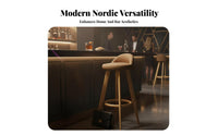 Upholstered Swivel Stool with Backrest Padded Seat Counter Chair for Pub, Adults