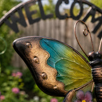 Butterfly Welcome Sign Outdoor Metal Welcome Sign Decorative for Fence