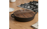 Induction Compatible Cast Iron Skillet Natural Non-Stick Flat Bottom Cast Iron Pot Excellent Heat Retention Flat Bottom Skillet Scratch Resistant