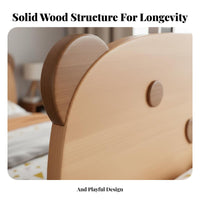 Solid Wood Single Bed Guardrails Wooden Bed with Guardrail Rounded Edges for Young Children, Parents, Bedroom, Small Apartment, Playroom