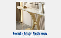 Contemporary Entryway Table, Marble Top, Metal Frame, Living Room