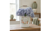 Flower Pail with Handle Farmhouse Metal Floral Pail Vintage Storage for Gardeners, Patio, Entryway