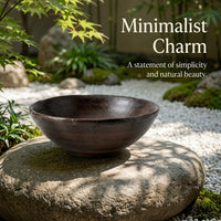 Wabi-Sabi Ceramic Bowl, Black, New Chinese Style