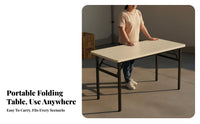 Folding Desk Foldable Design Folding Computer Desk Reinforced Steel Frame Rectangular Dining Table for Students, Crafters, Outdoor, Dorm Room, Bedroom