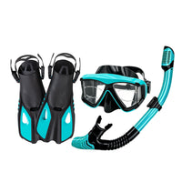 Snorkeling Gear Set Three-Piece Full Dry Snorkel Fins Adult with Optional Prescription Lenses Diving Mask