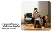 Single-Seater Armchair Light Luxury Aesthetic Upholstered Armchair with Wood Legs Comfortable supportrest Thickly Padded padding