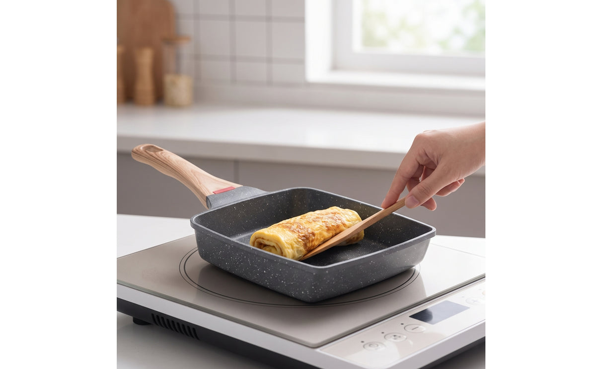 Square Frying Pan Nonstick Egg Pan Non Skillet for Individuals, Students, Small Kitchens, Dorms, Rv