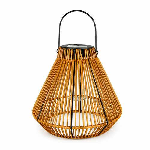 Hanging Solar Lantern Natural Rattan Lantern Large for Patio, Porch