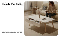 Doubletier Storage 2-Drawer Coffee Table Space-Saving Coffee Table with Drawers Multi-Functional Living Room Furniture Modern design for Small Apartment Dwellers, Homeowners, Families, Bedroom, Lounge Area, Home