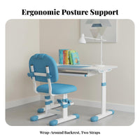 Adjustable child's Desk Chair Breathable Cushion Study Seat Integrated Footrest