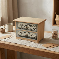 Wooden Desktop Cabinet Rectangular Countertop Organizer Box Solid Wood