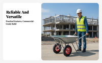 Duty Garden Cart with Tyres, Steel Frame Hand Cart for Construction, Large Capacity Outdoor Trolley for Waste Removal and Garden Projects