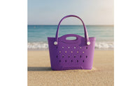 Waterproof EVA Tote Bag Perforated Beach Tote Bag Structured Washable for Women, Pool, Summer Outings