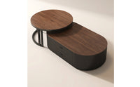 2 Pieces Sleek-Profile Nesting Coffee Table Set Space-Saving Oval Nesting Tables Metal Furniture Elegant for Small Apartments