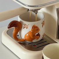 Squirrel Coffee Mug Hand-Painted Teacup Sculpted for Afternoon Tea, Office Desk