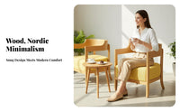 Curved spine Chair and circular table Set Natural Wood Look Cafe Furniture Ergonomic Design Upholstered Seat for Homeowners