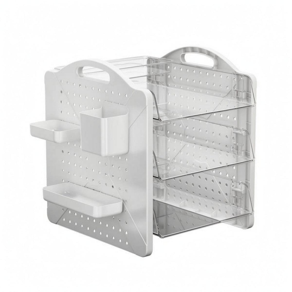Three-Tier File Organizer Perforated Desktop File Organizer Matte White