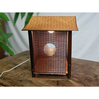 手工竹编紫竹灯屋中式台灯灯笼茶室禅意氛围灯茶台灯工艺品