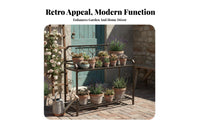 2 Pieces 2-Tier Stepped Rack Vintage Aesthetic 2-Piece Ornate Planter Bench
