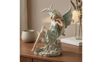 Fairy Girl Moon Figurine Winged Curved Moon Fairy Ornament Textured