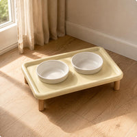 Elevated Pet Tray Shallow Recessed Surface Raised Pet Feeder Polished